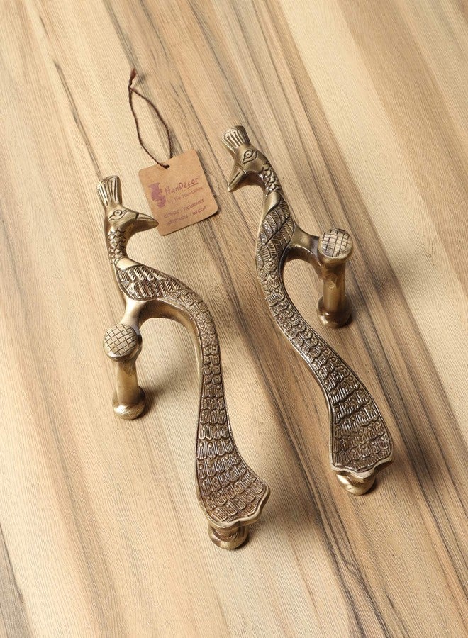 Two Moustaches Peacock Design 8 inches Brass Door Handle, Brass Door Handle for Main Door, Handles for Home & Office, Door pulls, Pack of 2 - Image 3